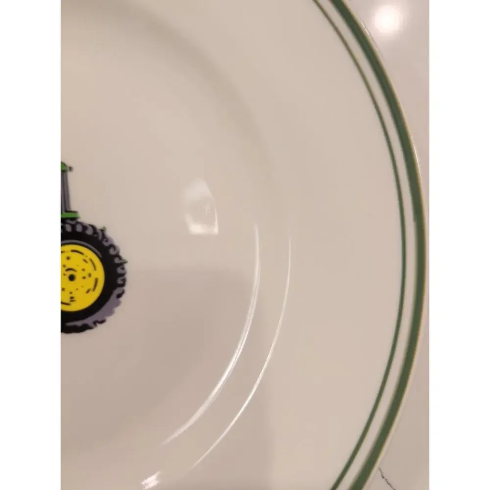 John Deere Ceramic Plates Set of 2 Gibson Tractor Dinner Salad Plate Bowl Bundle